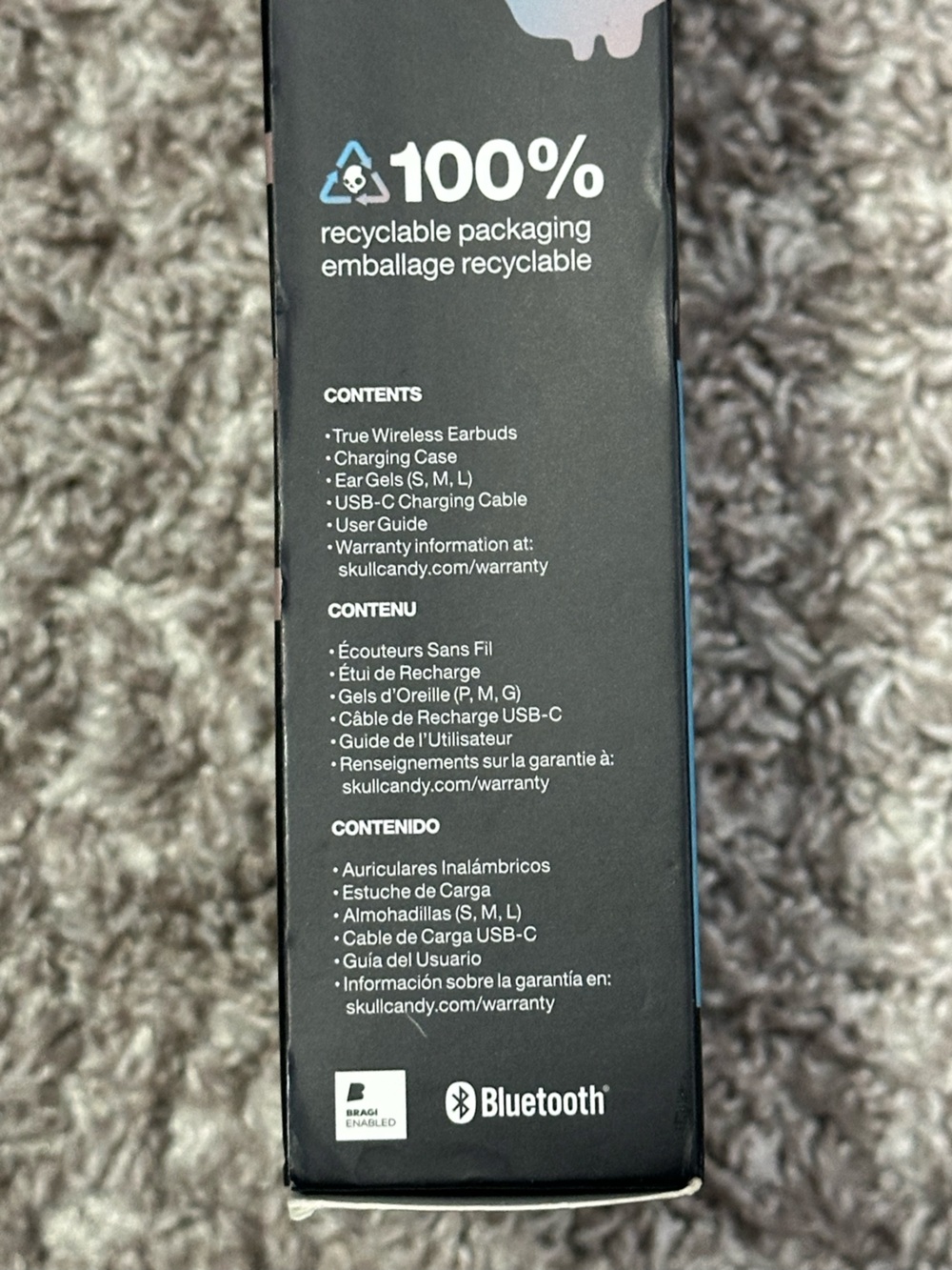 Skullcandy Push Active Wireless Earbuds in Light Gray with Earhooks - Picture 5 of 7